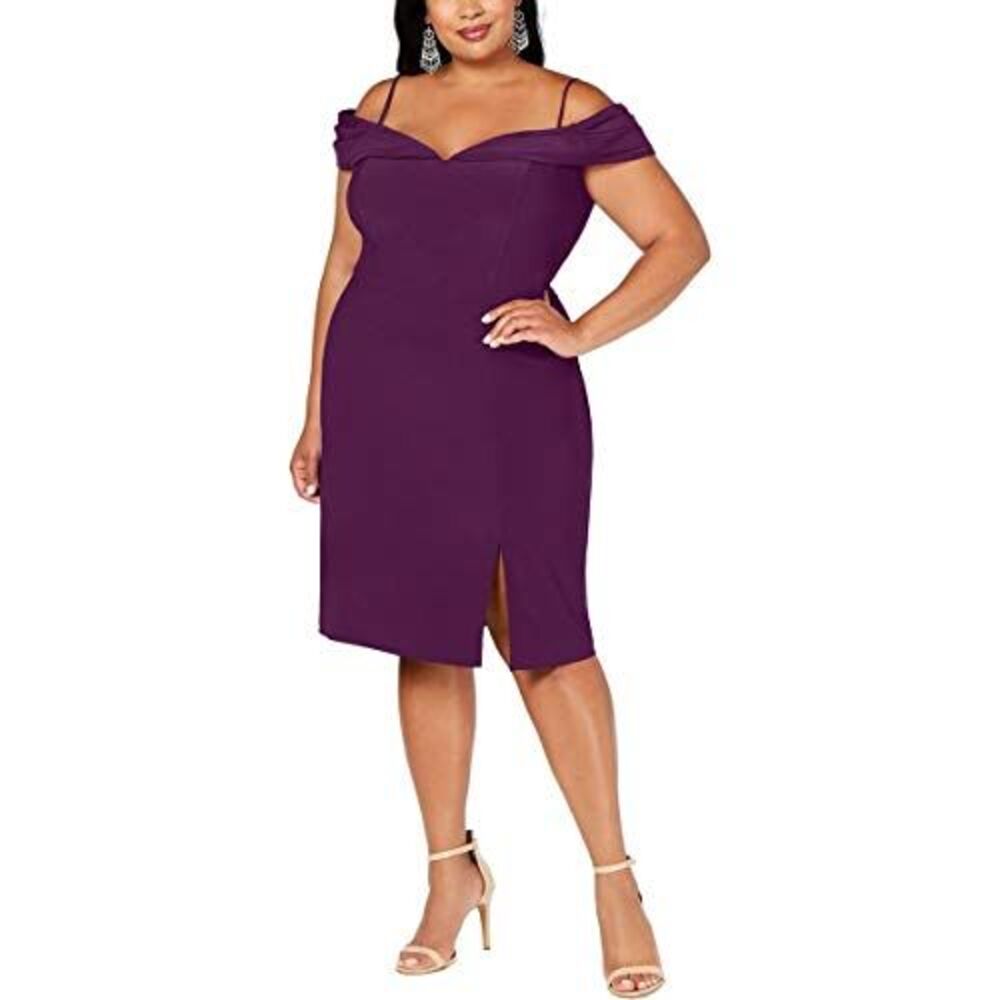 Plus Size Off-The-Shoulder Dress Sangria 22W